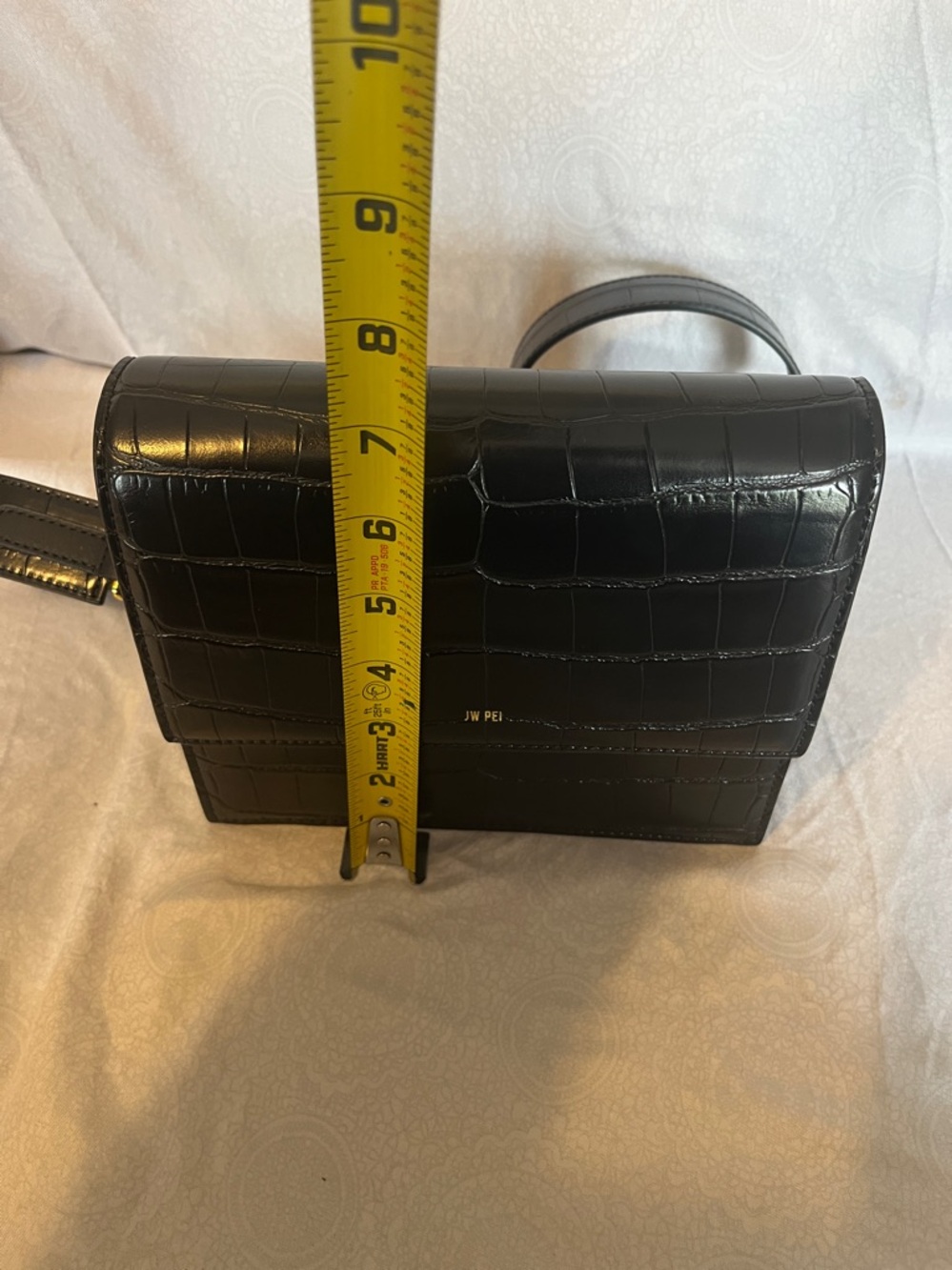 JW PEI Black Croc-Embossed Leather Crossbody Bag New Without Tags - Picture 9 of 10
